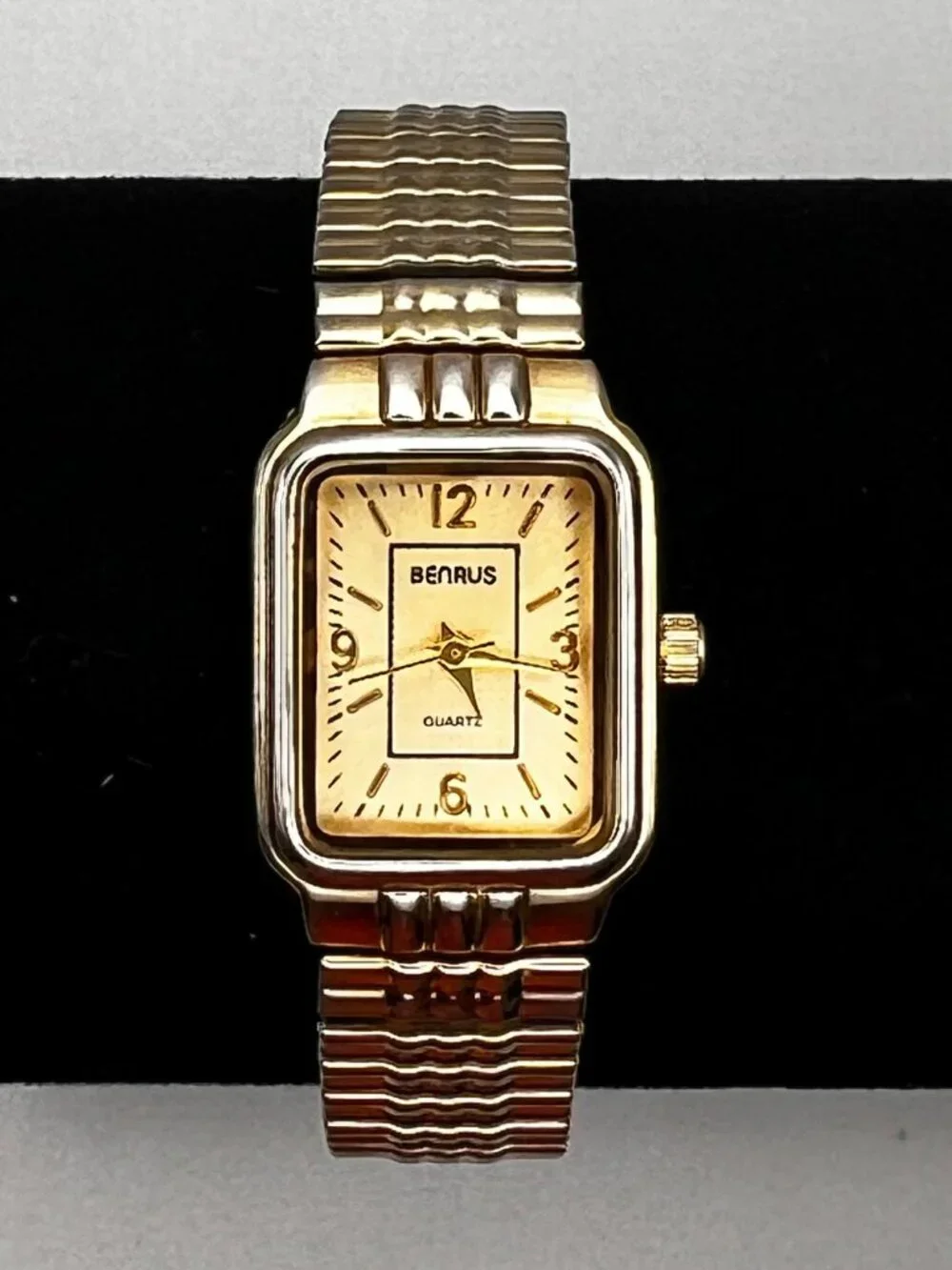 Benrus BN201L Ladies Watch Gold tone Rectangular Flexible Bracelet Working